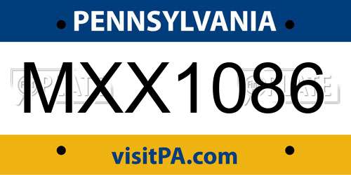 MXX1086 Pennsylvania License Plate