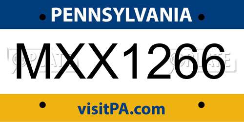 MXX1266 Pennsylvania License Plate