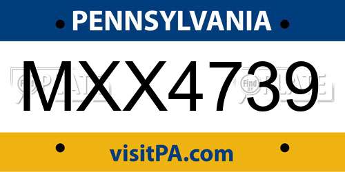 MXX4739 Pennsylvania License Plate