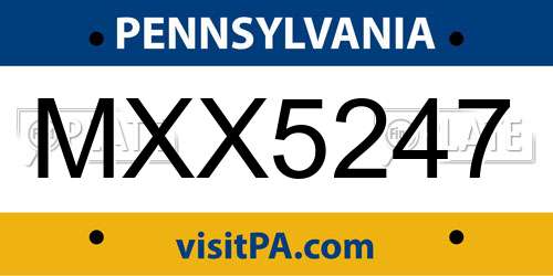 MXX5247 Pennsylvania License Plate