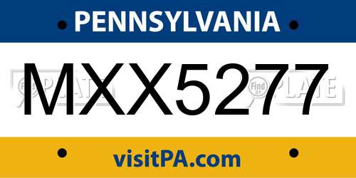 MXX5277 Pennsylvania License Plate