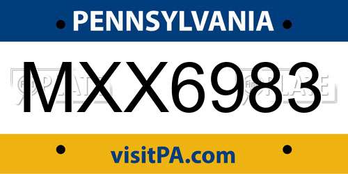 MXX6983 Pennsylvania License Plate
