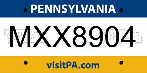 MXX8904 Pennsylvania License Plate