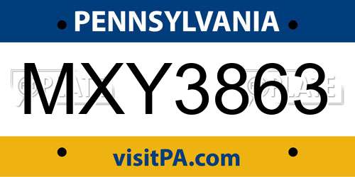 MXY3863 Pennsylvania License Plate