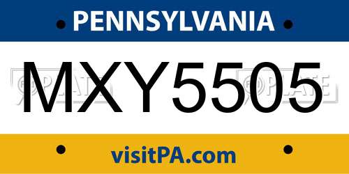 MXY5505 Pennsylvania License Plate