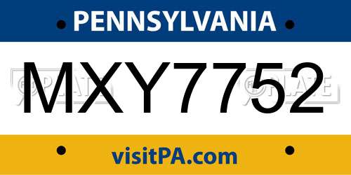 MXY7752 Pennsylvania License Plate