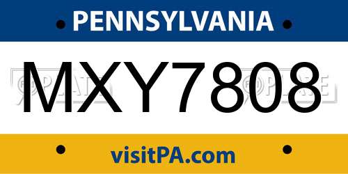MXY7808 Pennsylvania License Plate