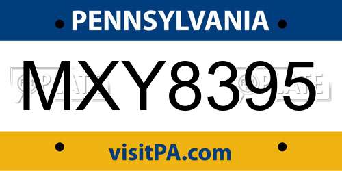 MXY8395 Pennsylvania License Plate