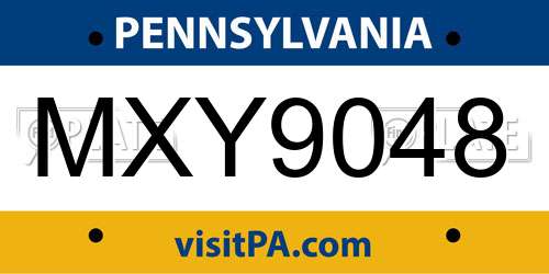 MXY9048 Pennsylvania License Plate