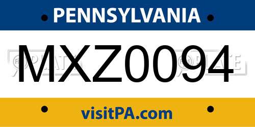 MXZ0094 Pennsylvania License Plate