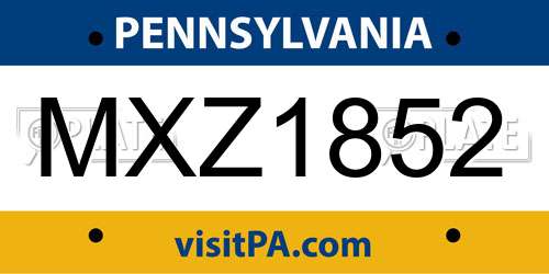 MXZ1852 Pennsylvania License Plate