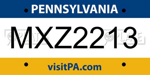 MXZ2213 Pennsylvania License Plate