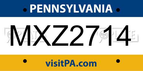 MXZ2714 Pennsylvania License Plate