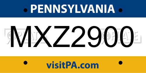 MXZ2900 Pennsylvania License Plate