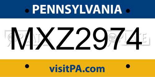 MXZ2974 Pennsylvania License Plate