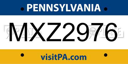 MXZ2976 Pennsylvania License Plate