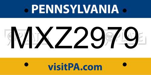 MXZ2979 Pennsylvania License Plate