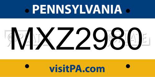 MXZ2980 Pennsylvania License Plate