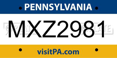 MXZ2981 Pennsylvania License Plate