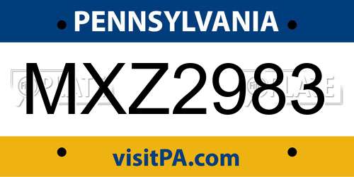 MXZ2983 Pennsylvania License Plate