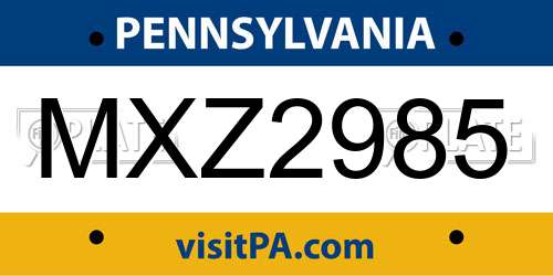 MXZ2985 Pennsylvania License Plate