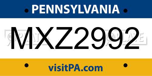 MXZ2992 Pennsylvania License Plate