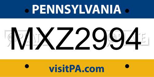 MXZ2994 Pennsylvania License Plate