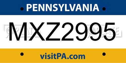 MXZ2995 Pennsylvania License Plate