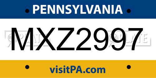 MXZ2997 Pennsylvania License Plate