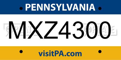 MXZ4300 Pennsylvania License Plate