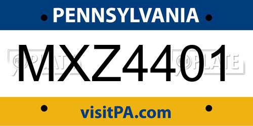 MXZ4401 Pennsylvania License Plate