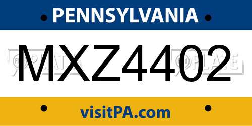 MXZ4402 Pennsylvania License Plate