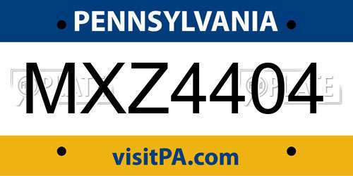 MXZ4404 Pennsylvania License Plate