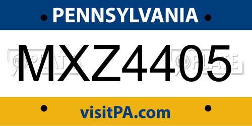 MXZ4405 Pennsylvania License Plate