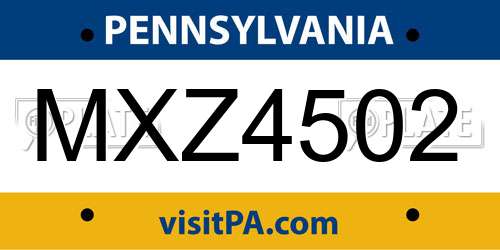 MXZ4502 Pennsylvania License Plate