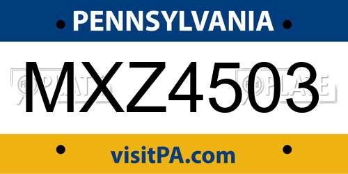MXZ4503 Pennsylvania License Plate