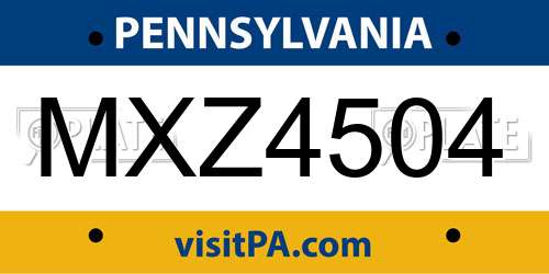 MXZ4504 Pennsylvania License Plate