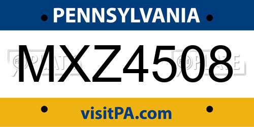 MXZ4508 Pennsylvania License Plate