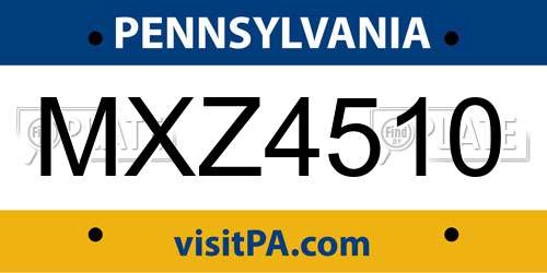 MXZ4510 Pennsylvania License Plate