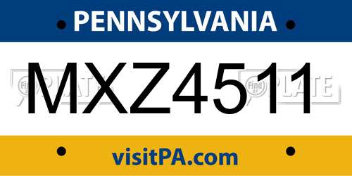 MXZ4511 Pennsylvania License Plate