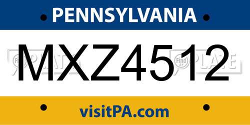 MXZ4512 Pennsylvania License Plate
