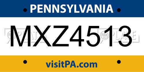 MXZ4513 Pennsylvania License Plate