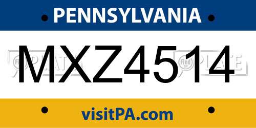 MXZ4514 Pennsylvania License Plate