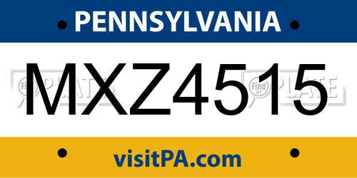 MXZ4515 Pennsylvania License Plate