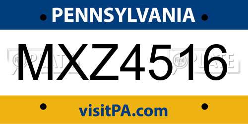 MXZ4516 Pennsylvania License Plate