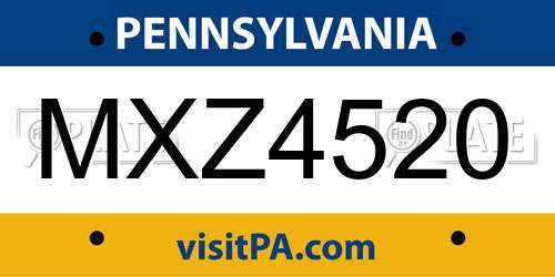 MXZ4520 Pennsylvania License Plate