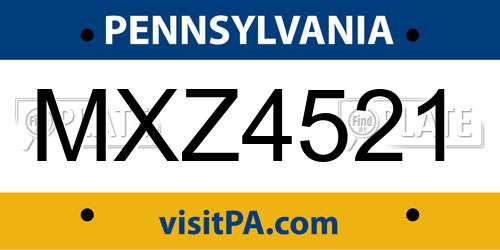 MXZ4521 Pennsylvania License Plate