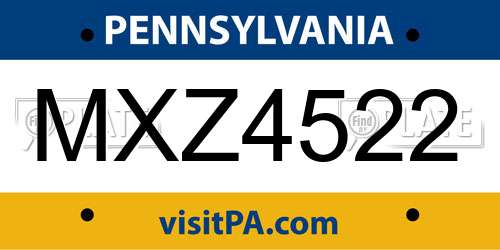 MXZ4522 Pennsylvania License Plate