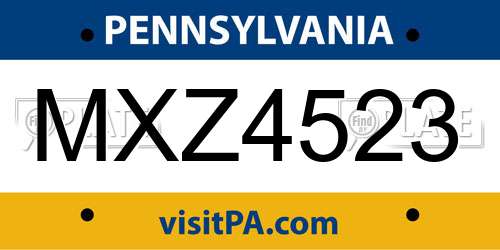 MXZ4523 Pennsylvania License Plate