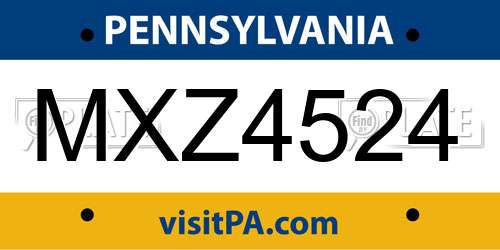 MXZ4524 Pennsylvania License Plate